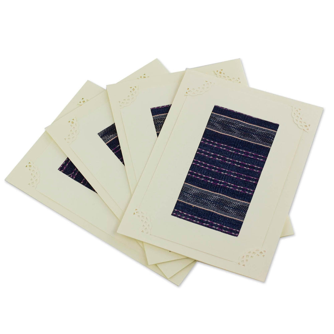 Collectible Greeting Cards from Guatemala (Set of 4) - Blue Maya Romance