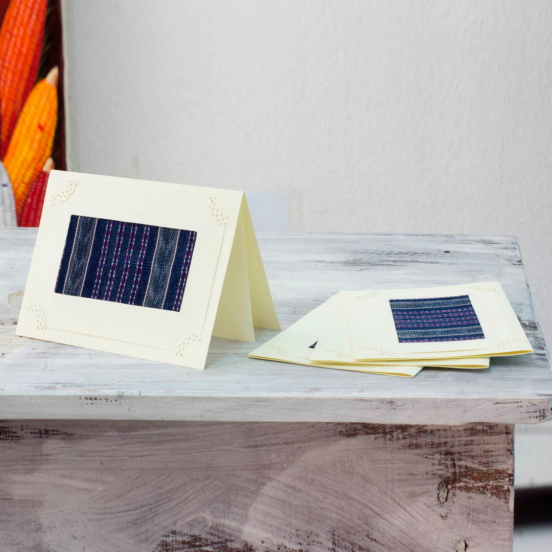 Collectible Greeting Cards from Guatemala (Set of 4) - Blue Maya Romance