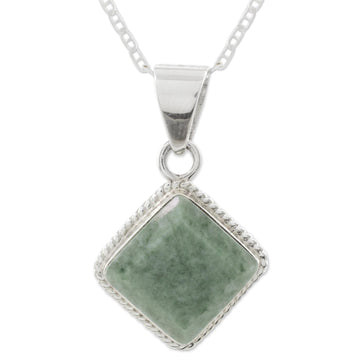 Artisan Crafted Jade and Sterling Silver Necklace - Maya Wisdom