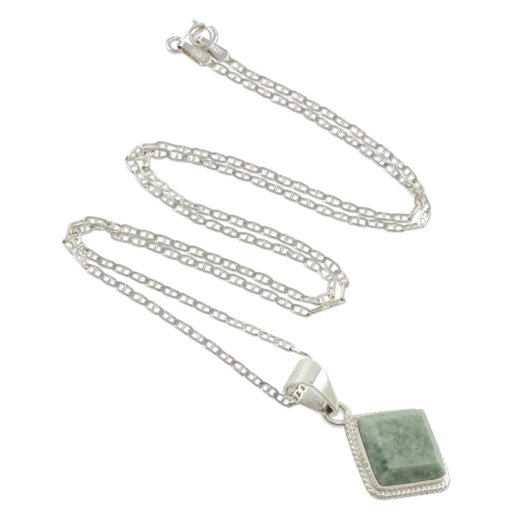 Artisan Crafted Jade and Sterling Silver Necklace - Maya Wisdom