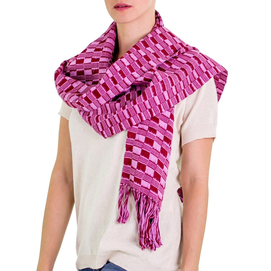 Cotton Scarf - Exotic in Purple Maroon