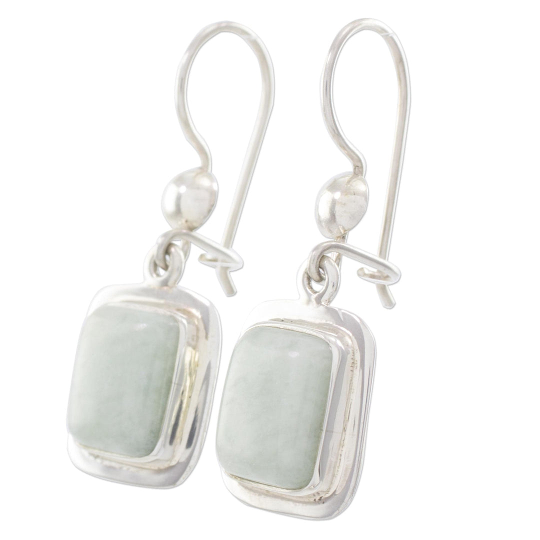 Fair Trade Mint Green Jade and Silver Earrings - Maya Mint