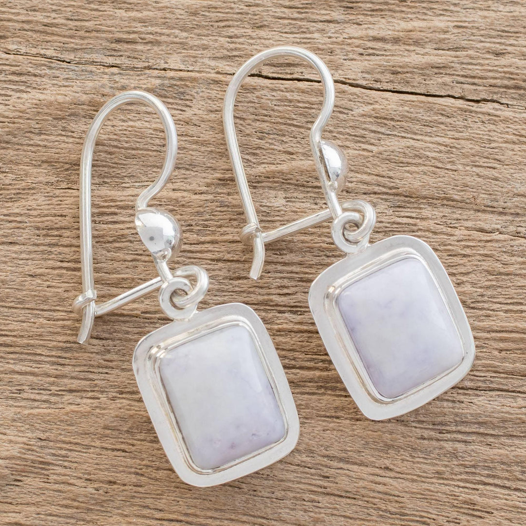 Fair Trade Lilac Jade and Silver Modern Earrings - Maya Lilac