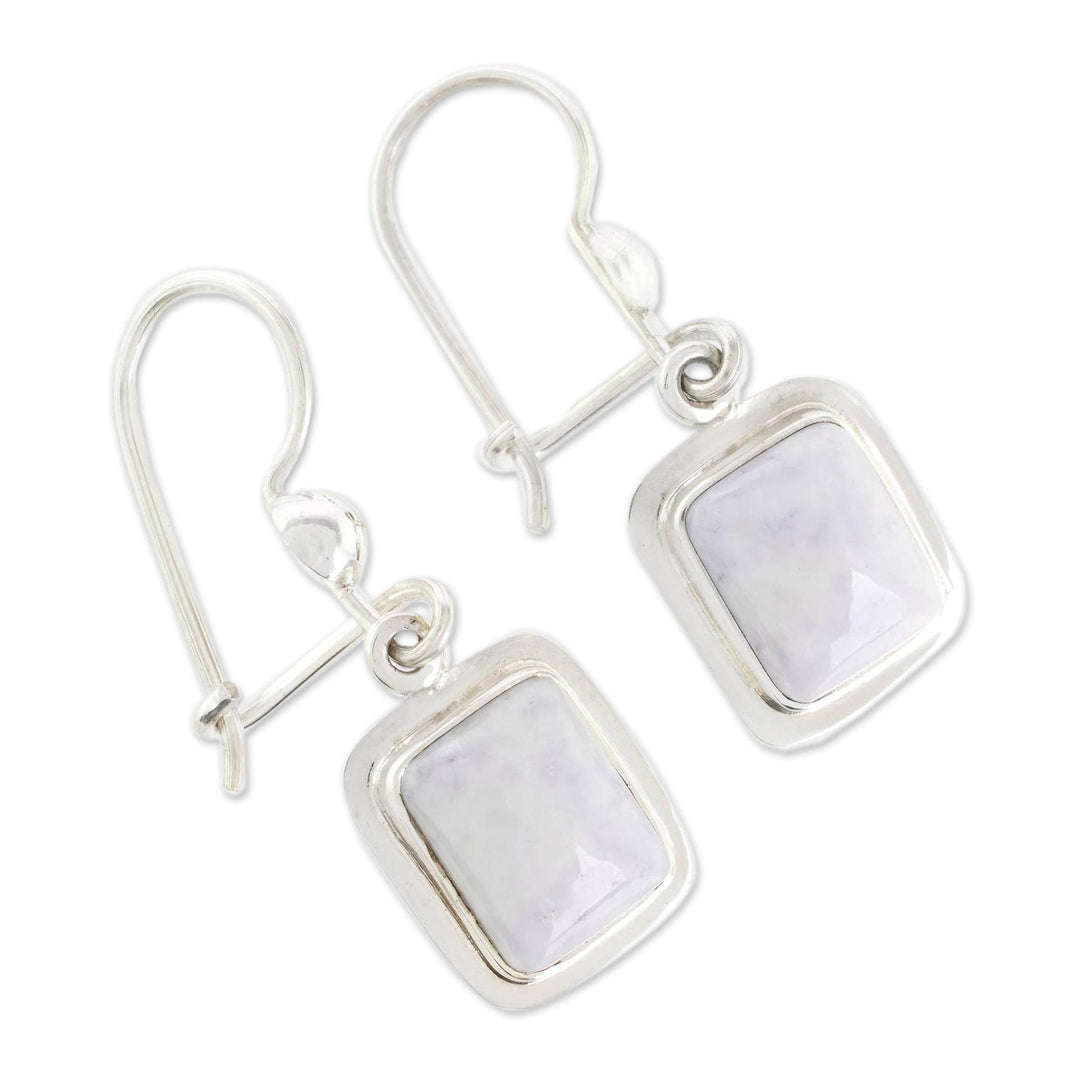 Fair Trade Lilac Jade and Silver Modern Earrings - Maya Lilac