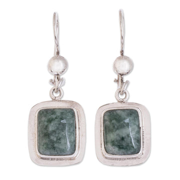 Modern Green Jade and Silver Earrings - Modern Maya