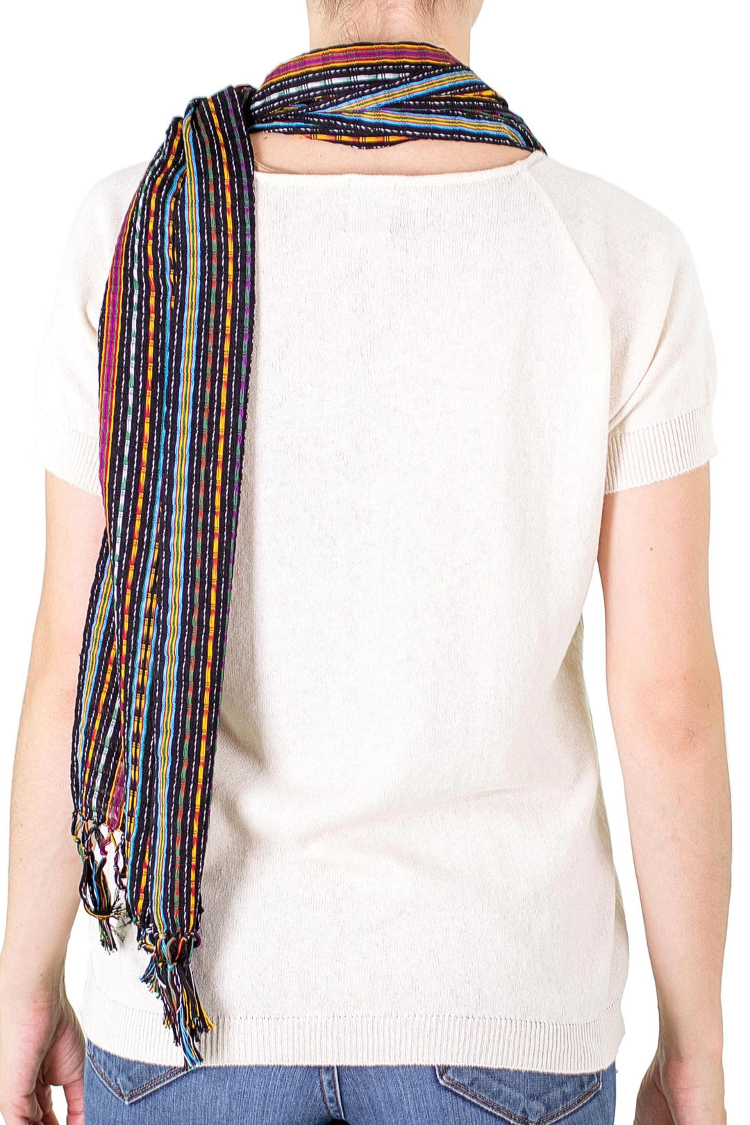 Guatemalan Hand Woven Cotton Scarf from Guatemala - Valley at Night
