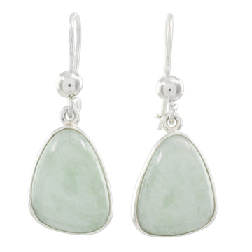 Handcrafted Sterling Silver Apple Green Jade Earrings - Apple Green