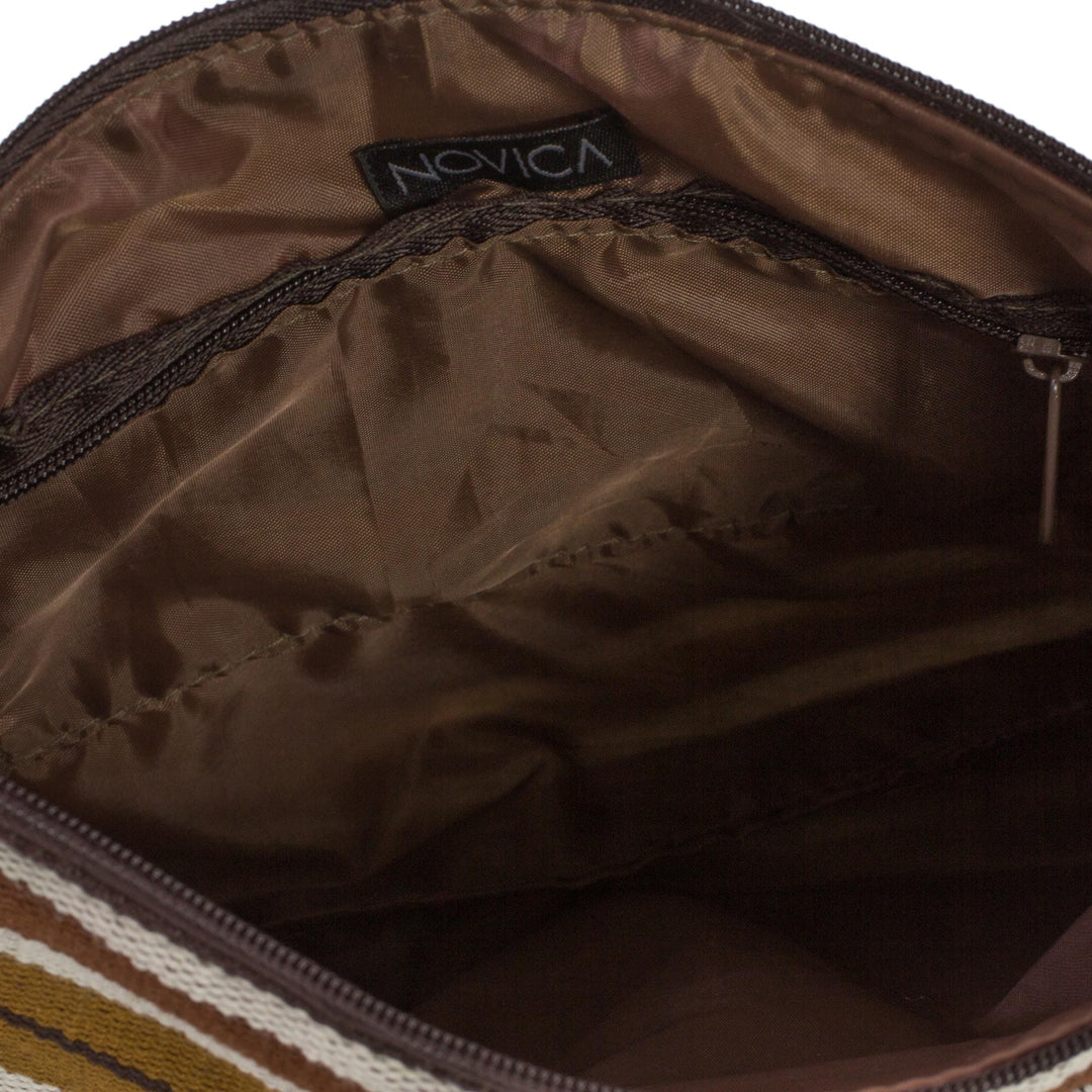 Guatemalan Brown Backstrap Loom Woven Cotton Shoulder Bag - Fertile Earth