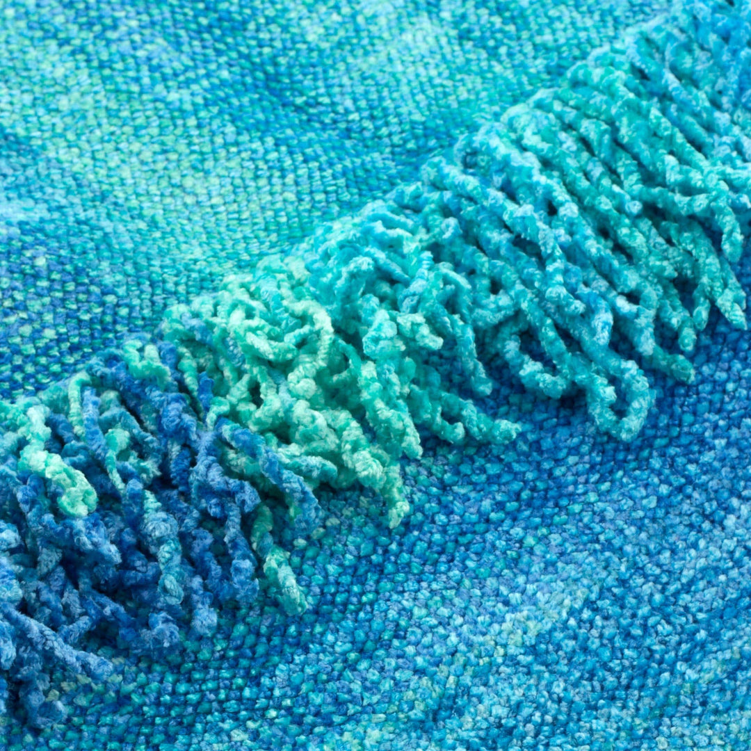 Blue Hand Woven Cotton Blend Poncho - Magical Lagoon