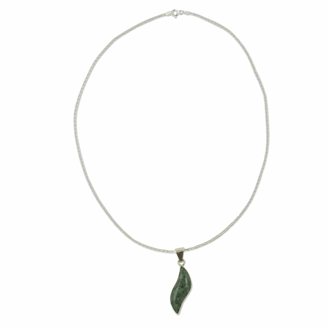 Sterling Silver Pendant Jade Necklace - Floating in the Breeze