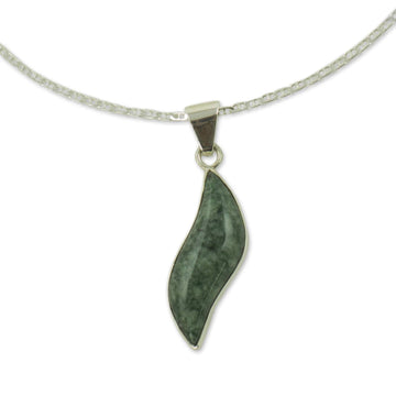 Sterling Silver Pendant Jade Necklace - Floating in the Breeze