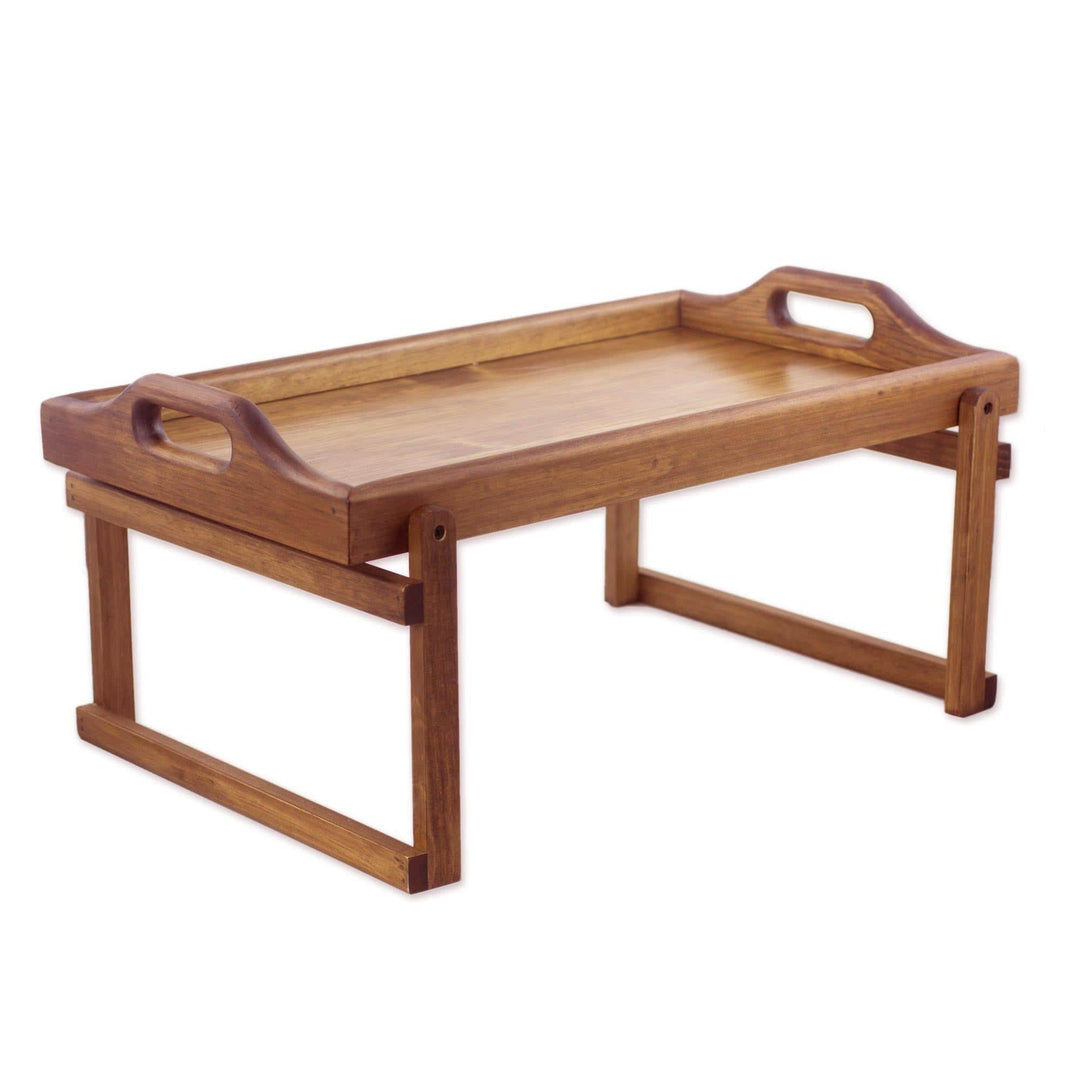Alder Wood Folding Bed Tray - Good Morning