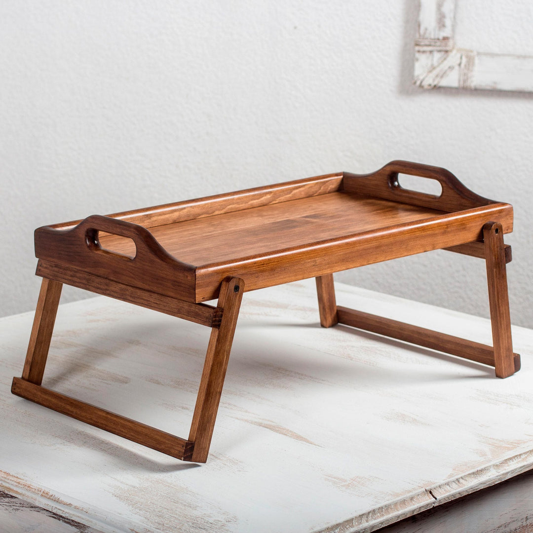 Alder Wood Folding Bed Tray - Good Morning