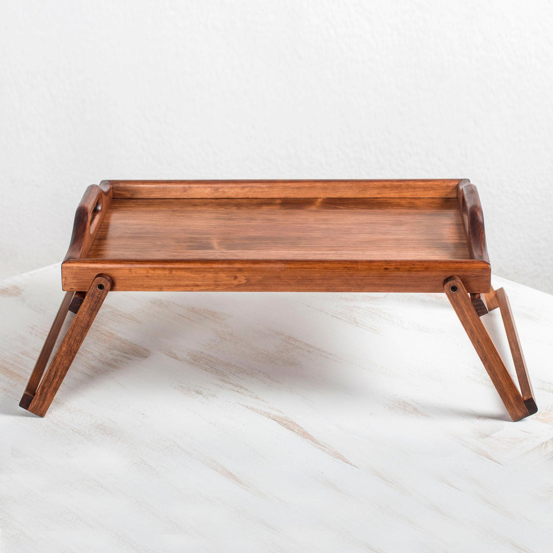 Alder Wood Folding Bed Tray - Good Morning