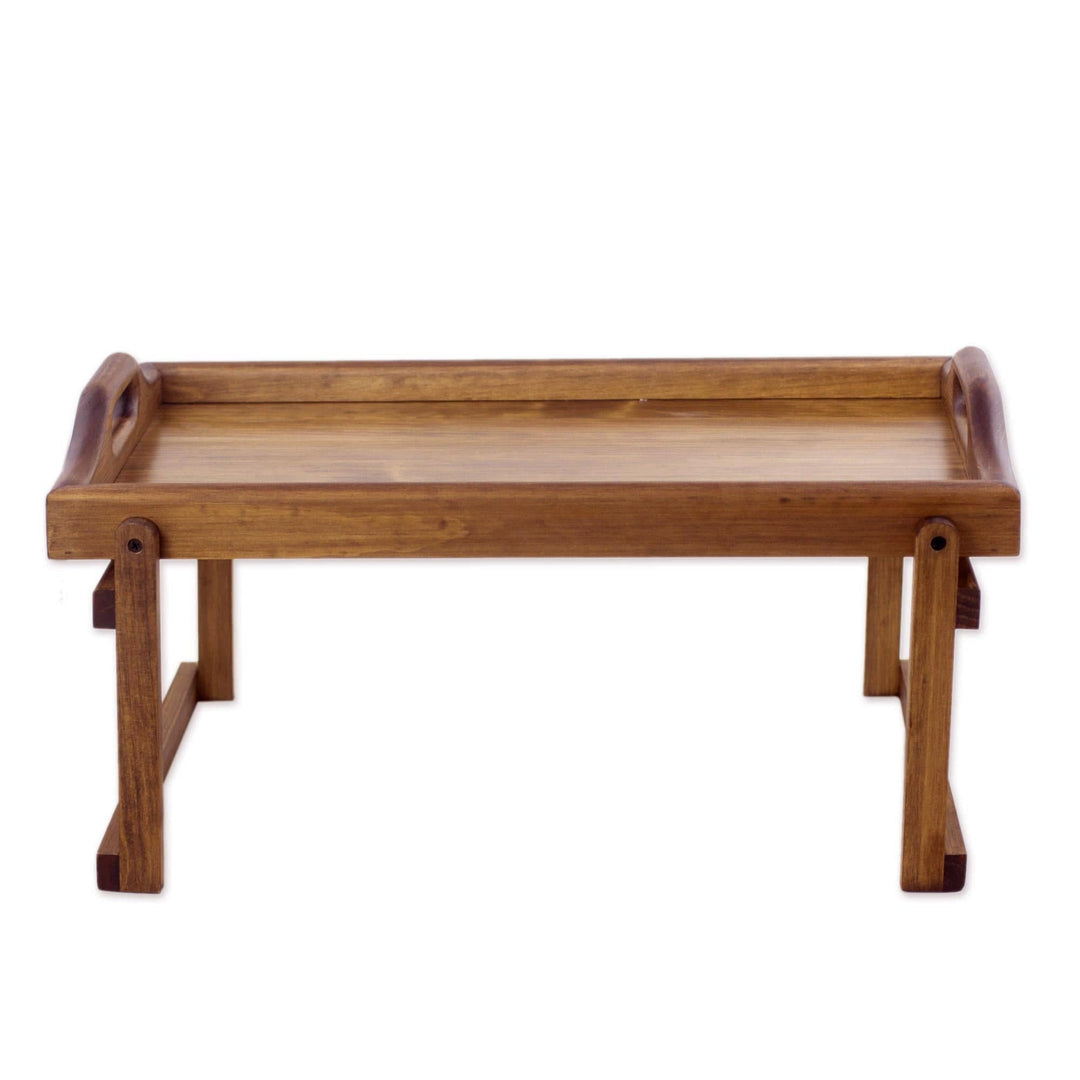 Alder Wood Folding Bed Tray - Good Morning