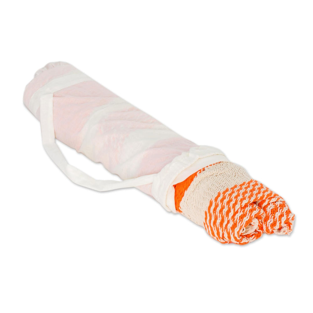 Nicaragua Orange Ivory Handcrafted Cotton Hammock (Single) - Sweet Orange