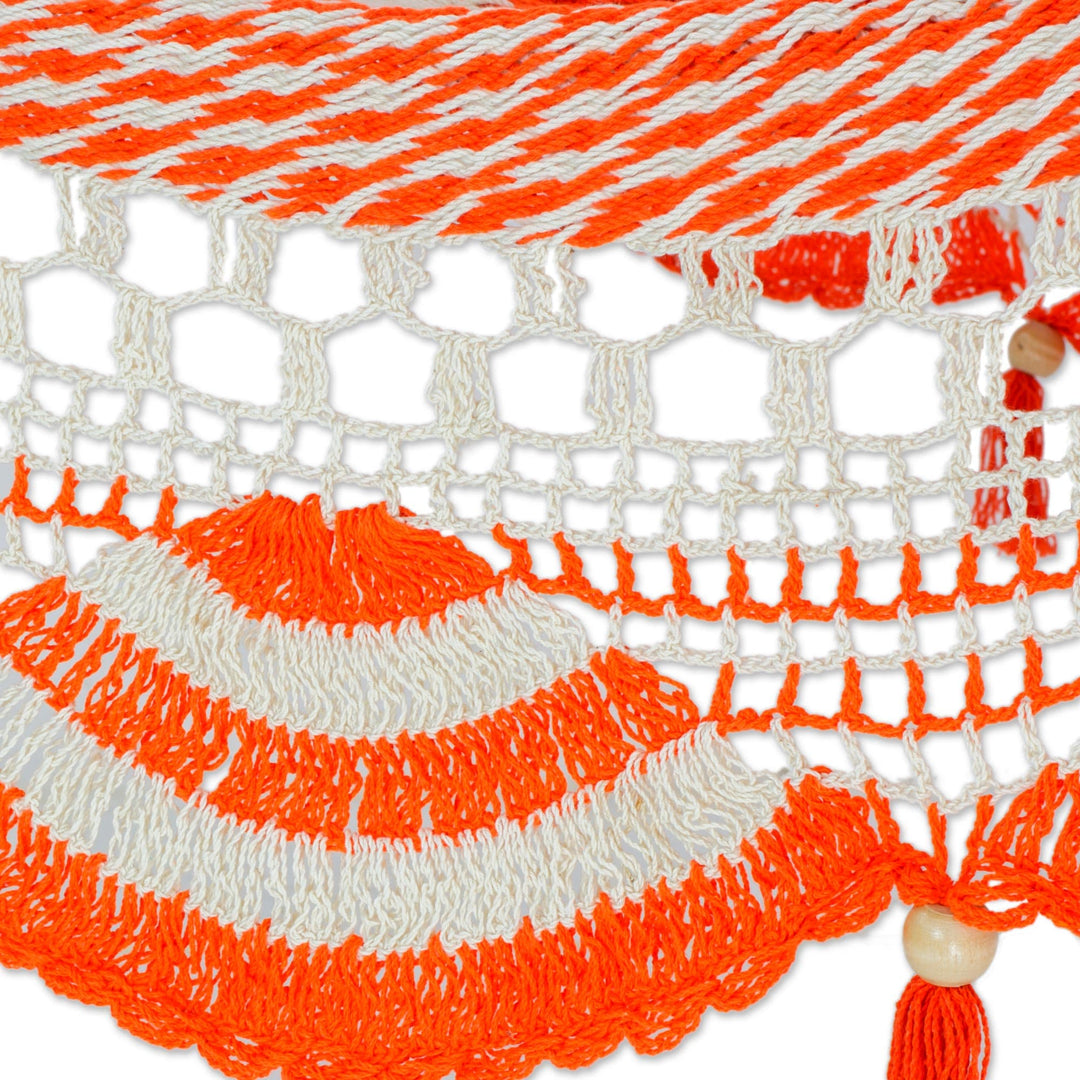 Nicaragua Orange Ivory Handcrafted Cotton Hammock (Single) - Sweet Orange