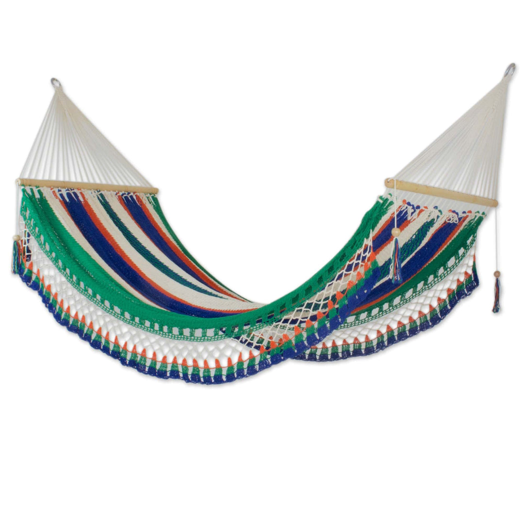 Handmade Multicolor Cotton Hammock from Nicaragua (Single) - Quiet Evening