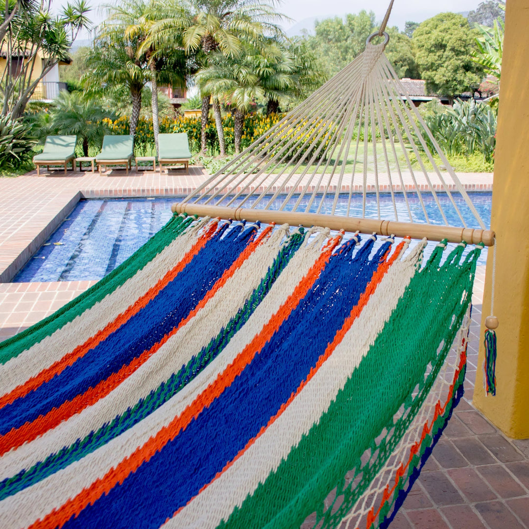 Handmade Multicolor Cotton Hammock from Nicaragua (Single) - Quiet Evening