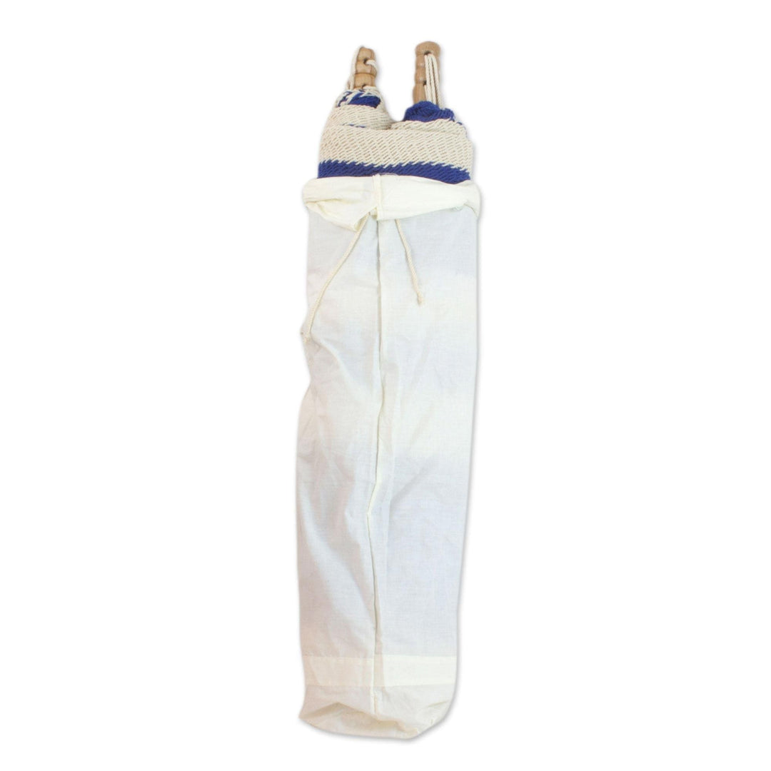 Nicaragua Handmade Blue and White Cotton Hammock (Single) - Ocean Waves