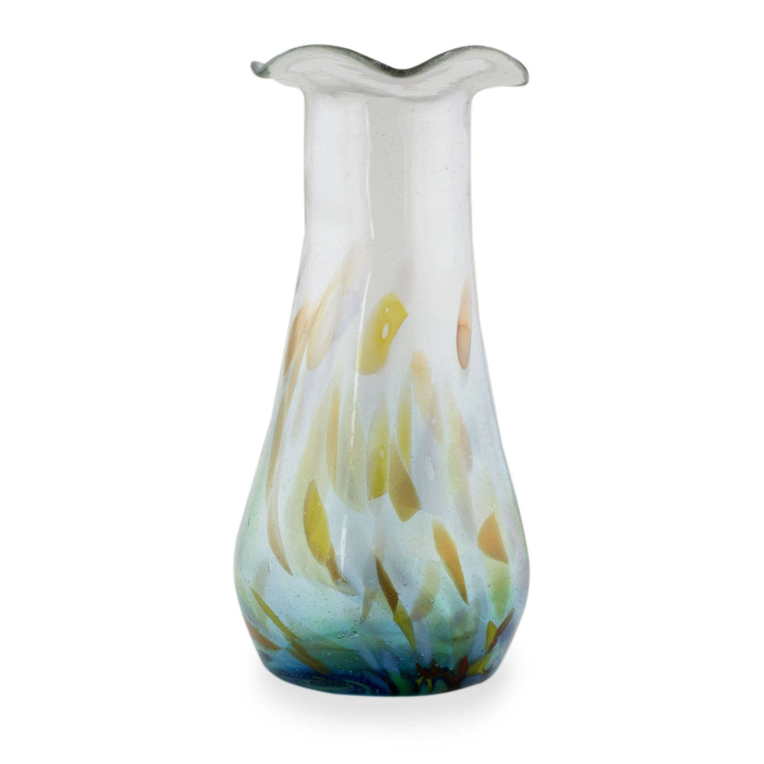 Fair Trade Artisan Crafted Hand Blown Glass Vase - Aquatic Fantasy