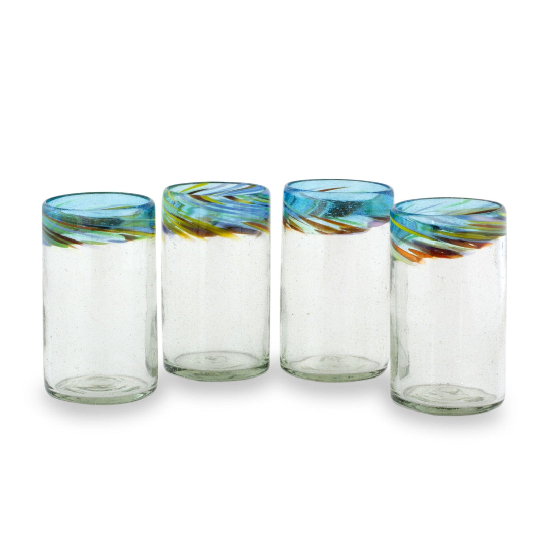 Handblown Recycled Glass Tumblers (16 oz, Set of 4) - Aurora