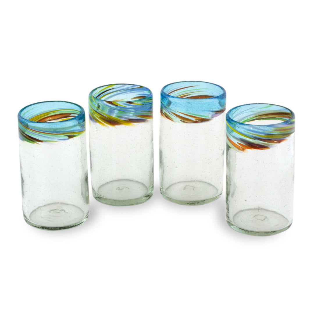 Handblown Recycled Glass Tumblers (16 oz, Set of 4) - Aurora