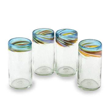 Handblown Recycled Glass Drinkware (12 oz, Set of 4) - Aurora