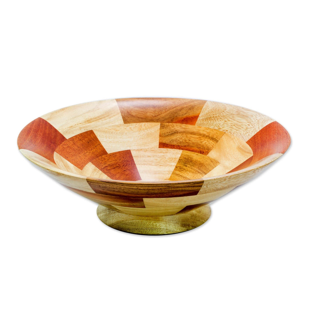 Mahogany and Palo Blanco Wood Fruit Bowl Crafted by Hand - Stairway of Nature
