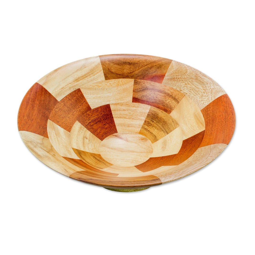 Mahogany and Palo Blanco Wood Fruit Bowl Crafted by Hand - Stairway of Nature