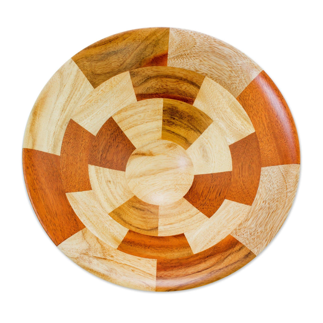 Mahogany and Palo Blanco Wood Fruit Bowl Crafted by Hand - Stairway of Nature
