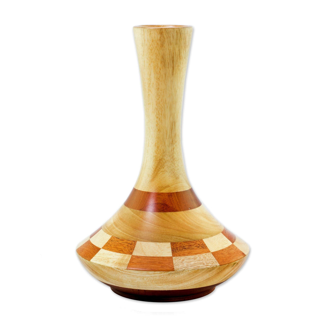 Mahogany and Cedar Decorative Wood Vase - Natural Aesthetics