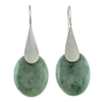 Sterling Silver and Green Jade Earrings - Cool Maya Jungle