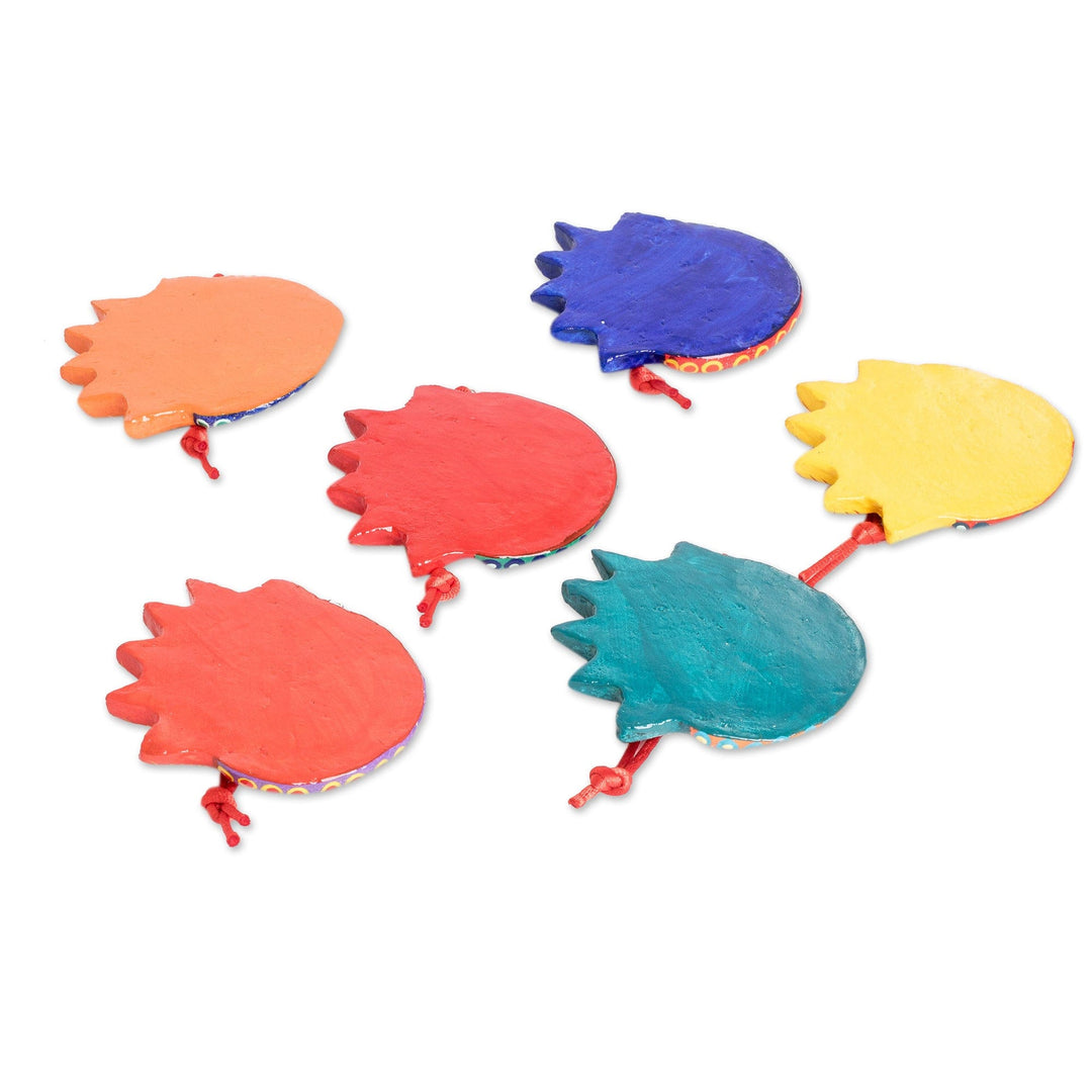 Six Colorful Handcrafted Ceramic Eclipse Ornaments - Flower Eclipse