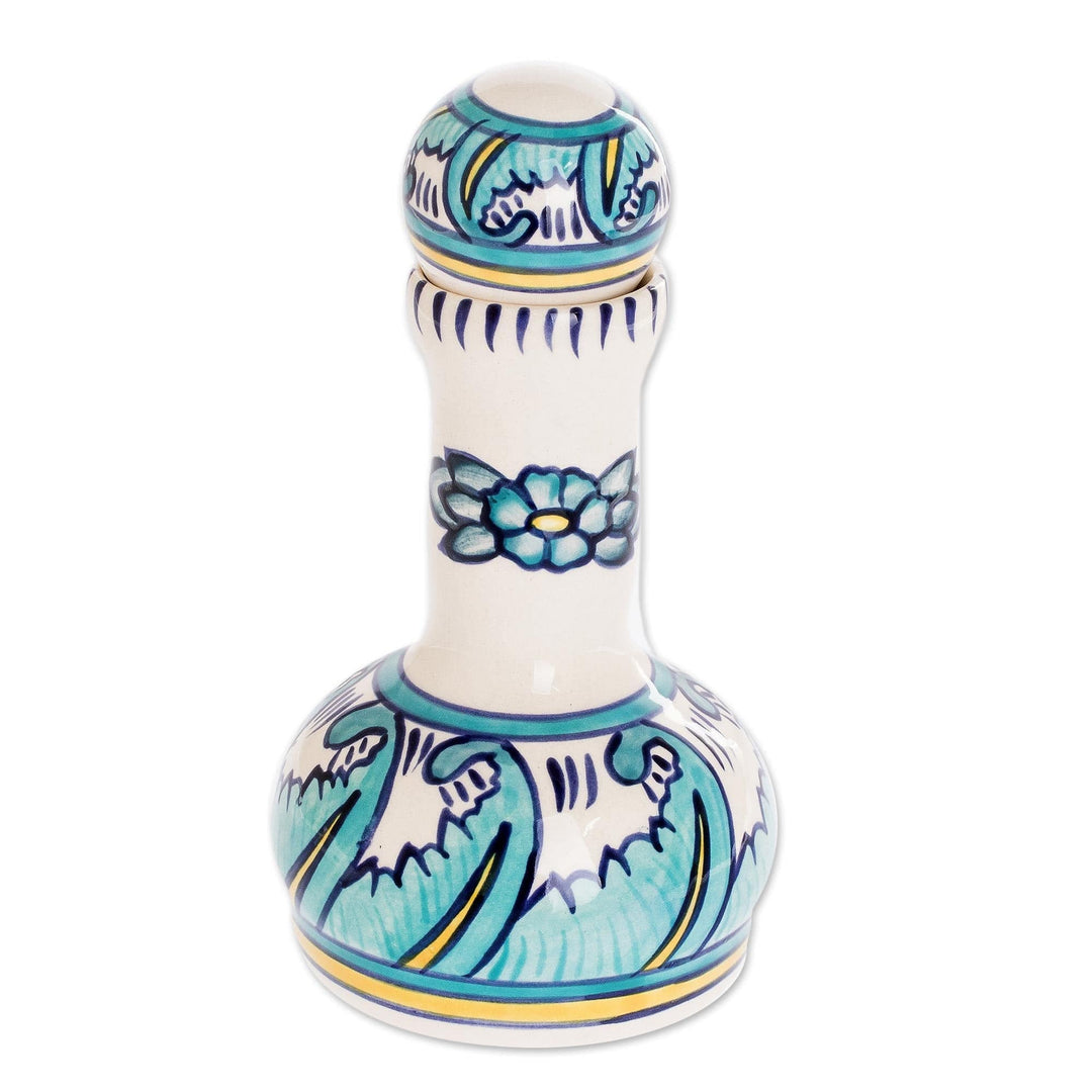 Ceramic Oil Dispenser with Floral Motif - Bermuda
