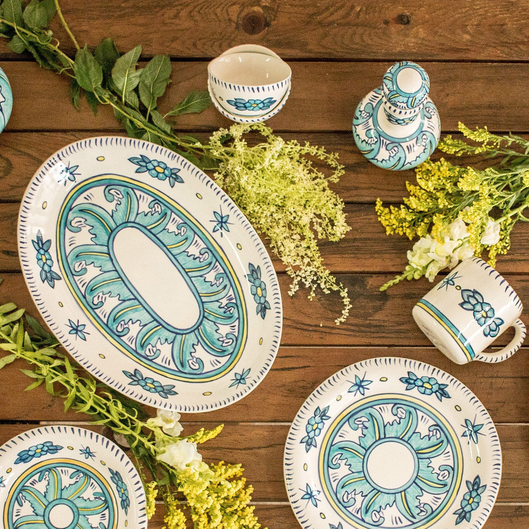 Artisan Crafted Ceramic Floral Bowls (Pair) - Bermuda