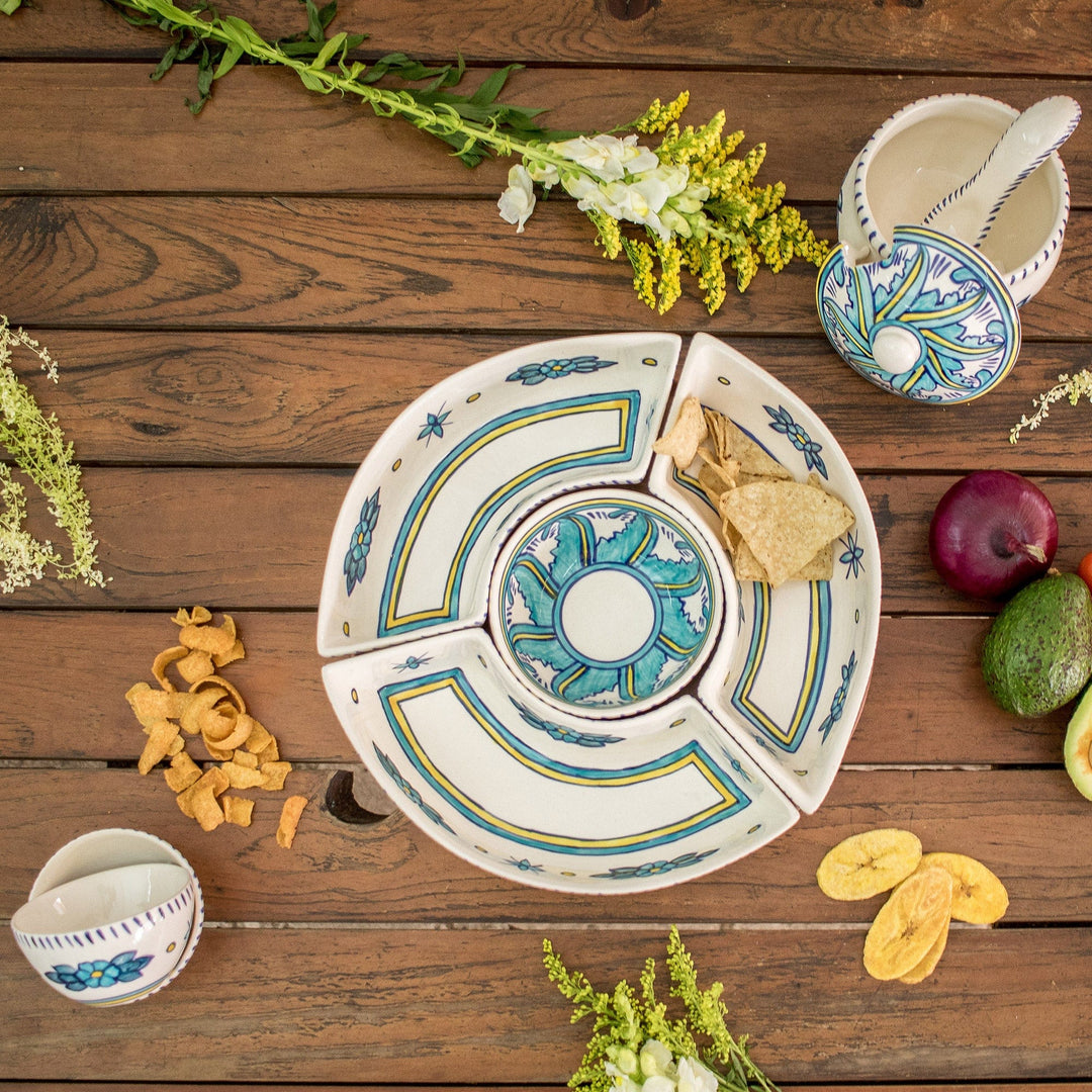 Artisan Crafted Ceramic Floral Bowls (Pair) - Bermuda