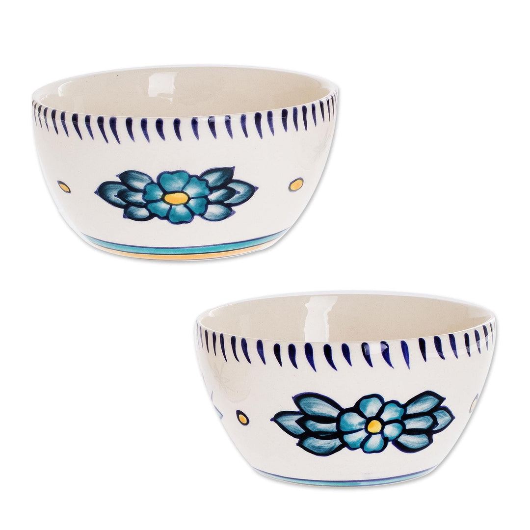 Ceramic Bowls with Floral Motif (Pair) - Bermuda Star