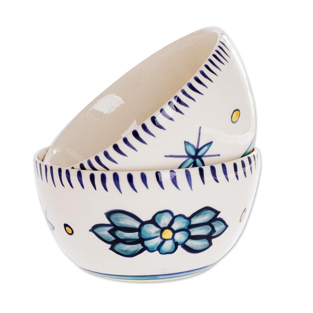 Ceramic Bowls with Floral Motif (Pair) - Bermuda Star