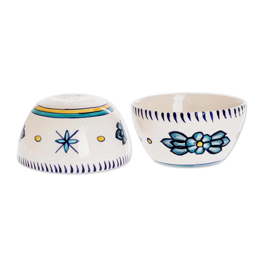 Ceramic Bowls with Floral Motif (Pair) - Bermuda Star