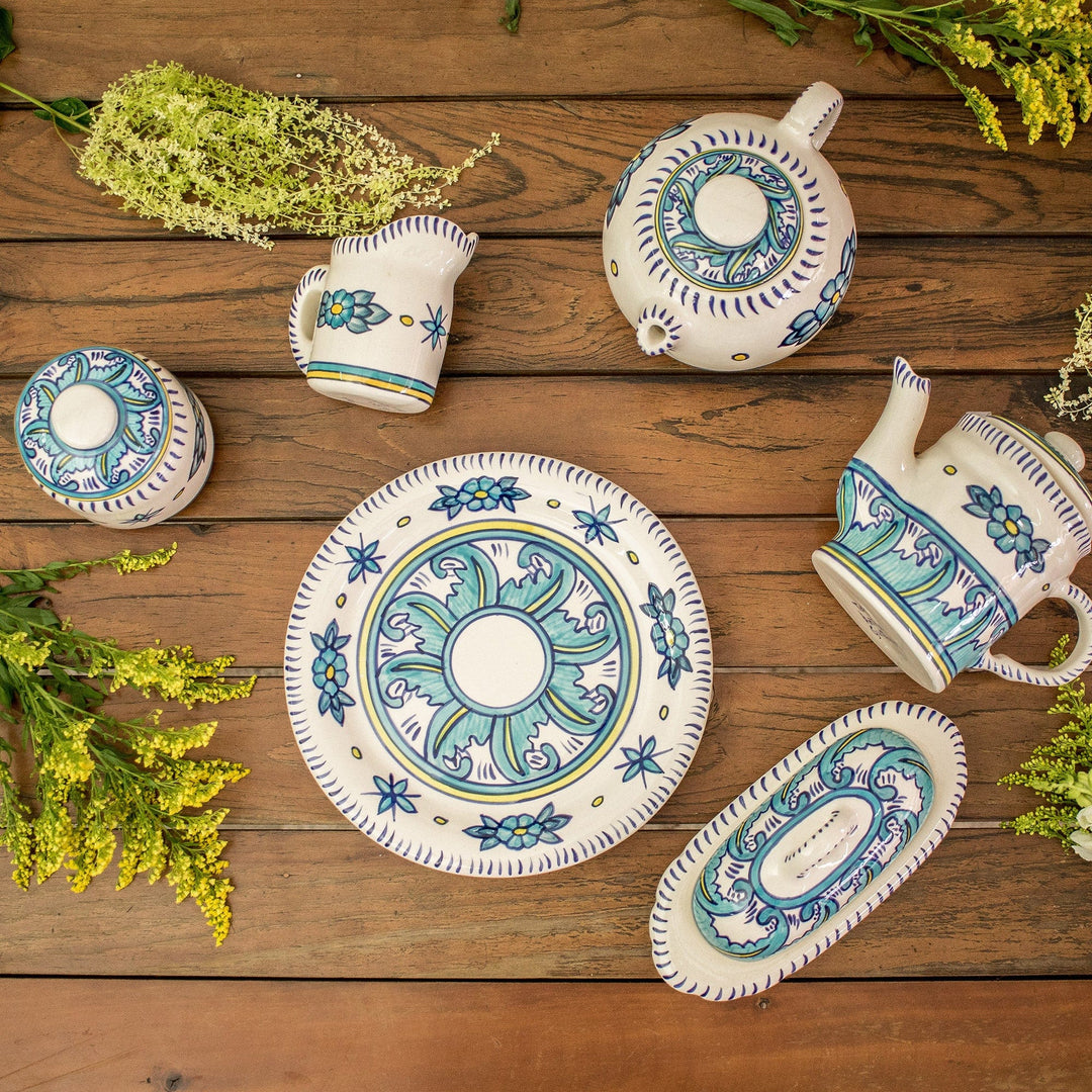 Turquoise Ceramic 9.5 Inch Plates (Pair) - Quehueche