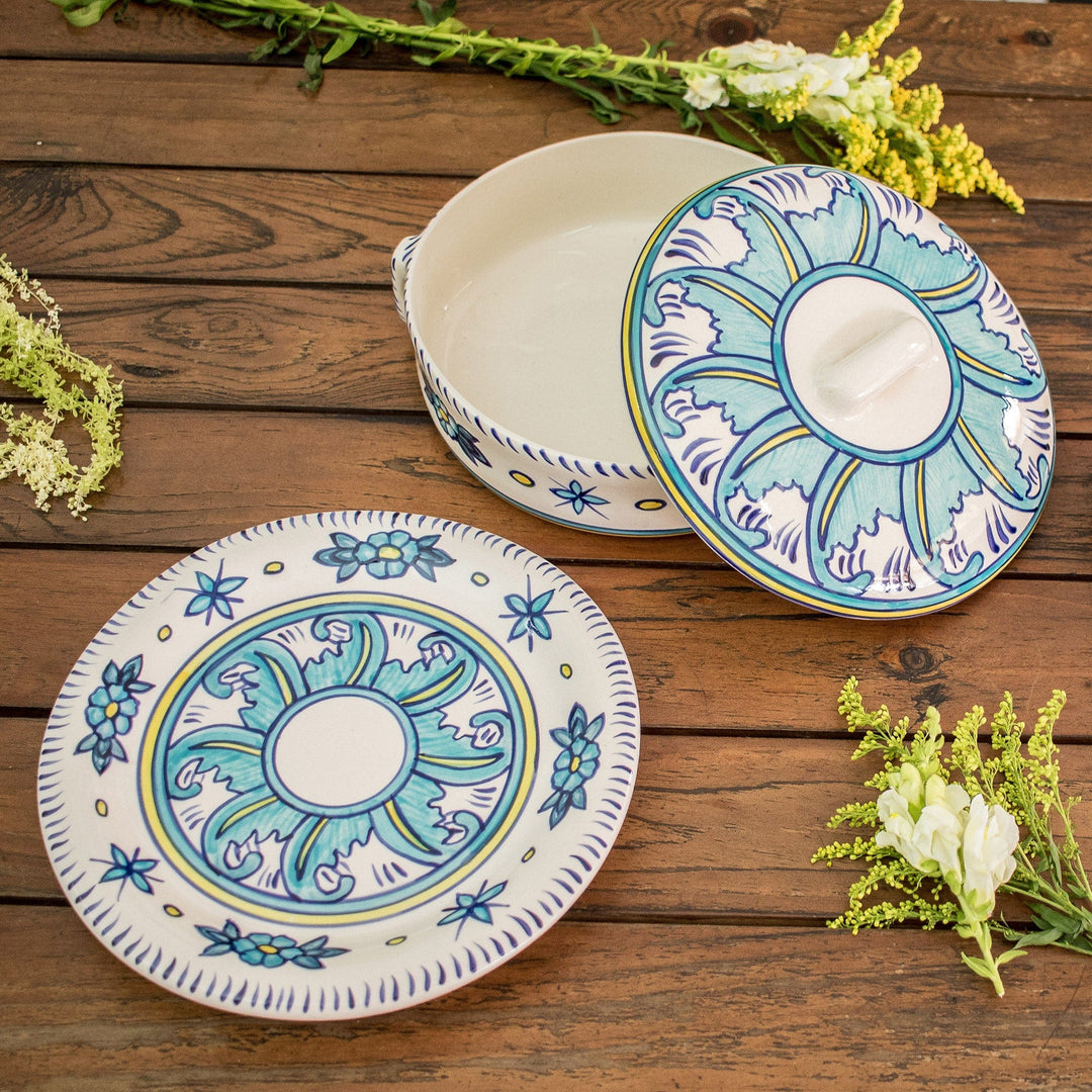 Turquoise Ceramic 9.5 Inch Plates (Pair) - Quehueche