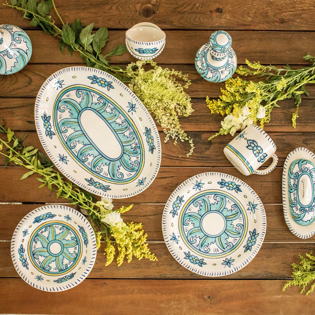 Turquoise Ceramic 9.5 Inch Plates (Pair) - Quehueche