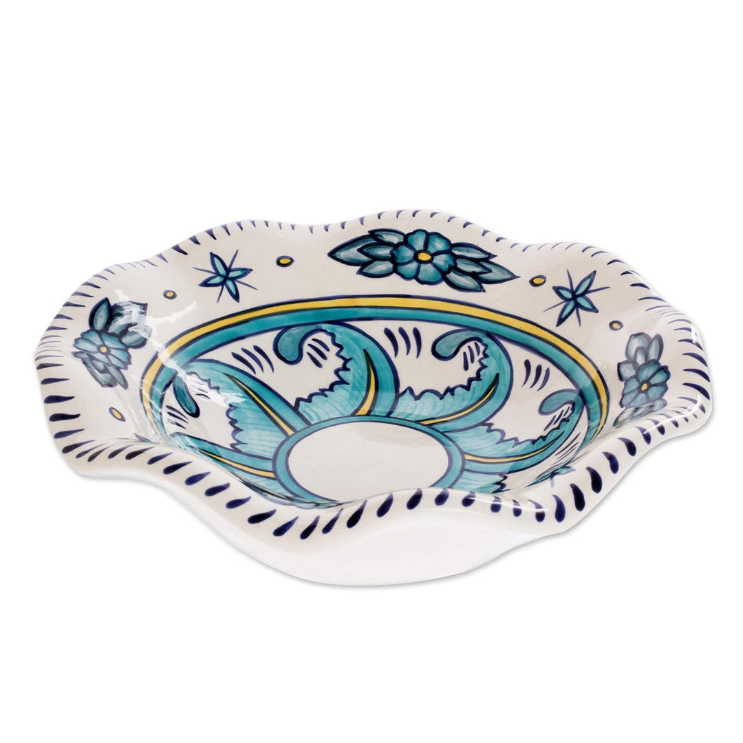 11-Inch Floral Ceramic Fruit Bowl - Quehueche