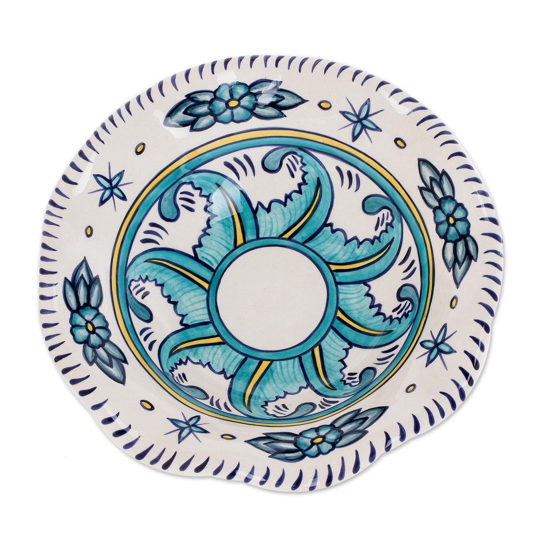 11-Inch Floral Ceramic Fruit Bowl - Quehueche