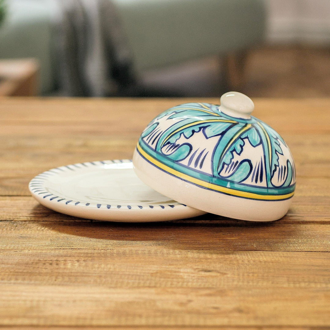 Covered Ceramic Cheese Plate Crafted of Ceramic - Quehueche