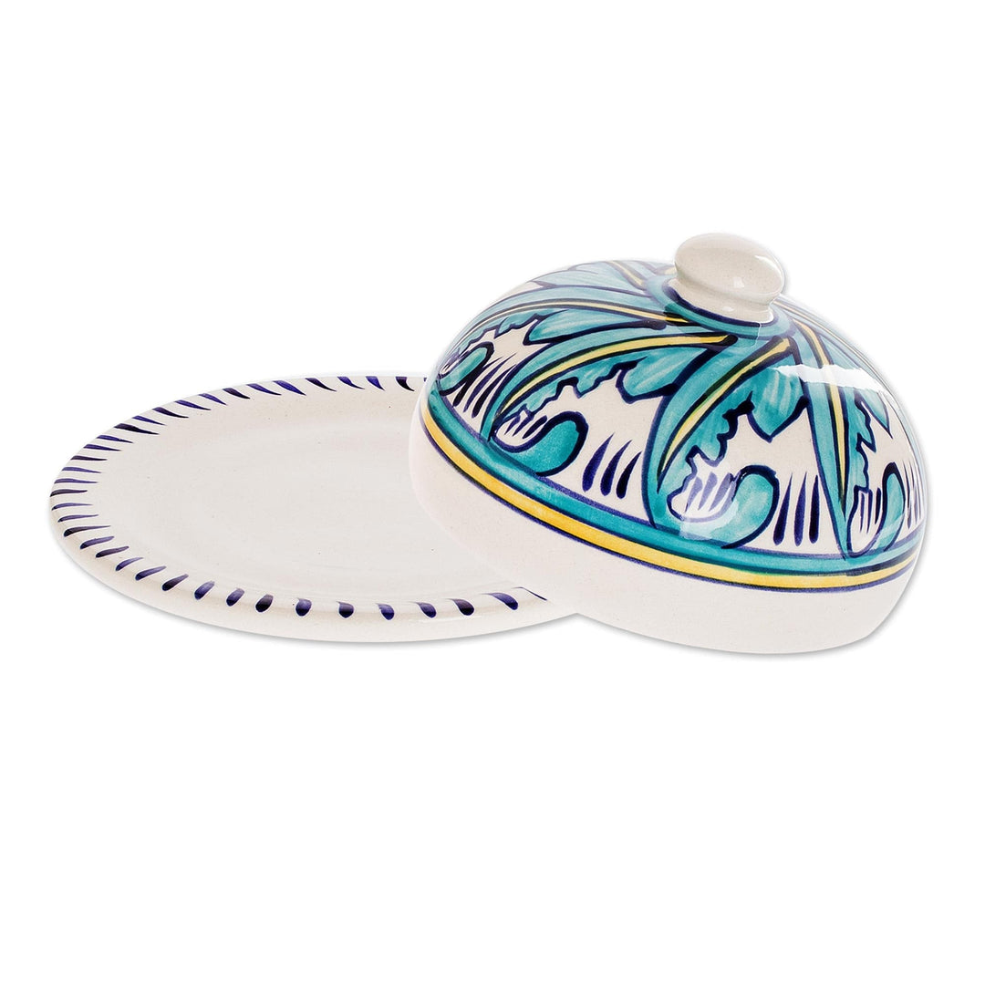 Covered Ceramic Cheese Plate Crafted of Ceramic - Quehueche