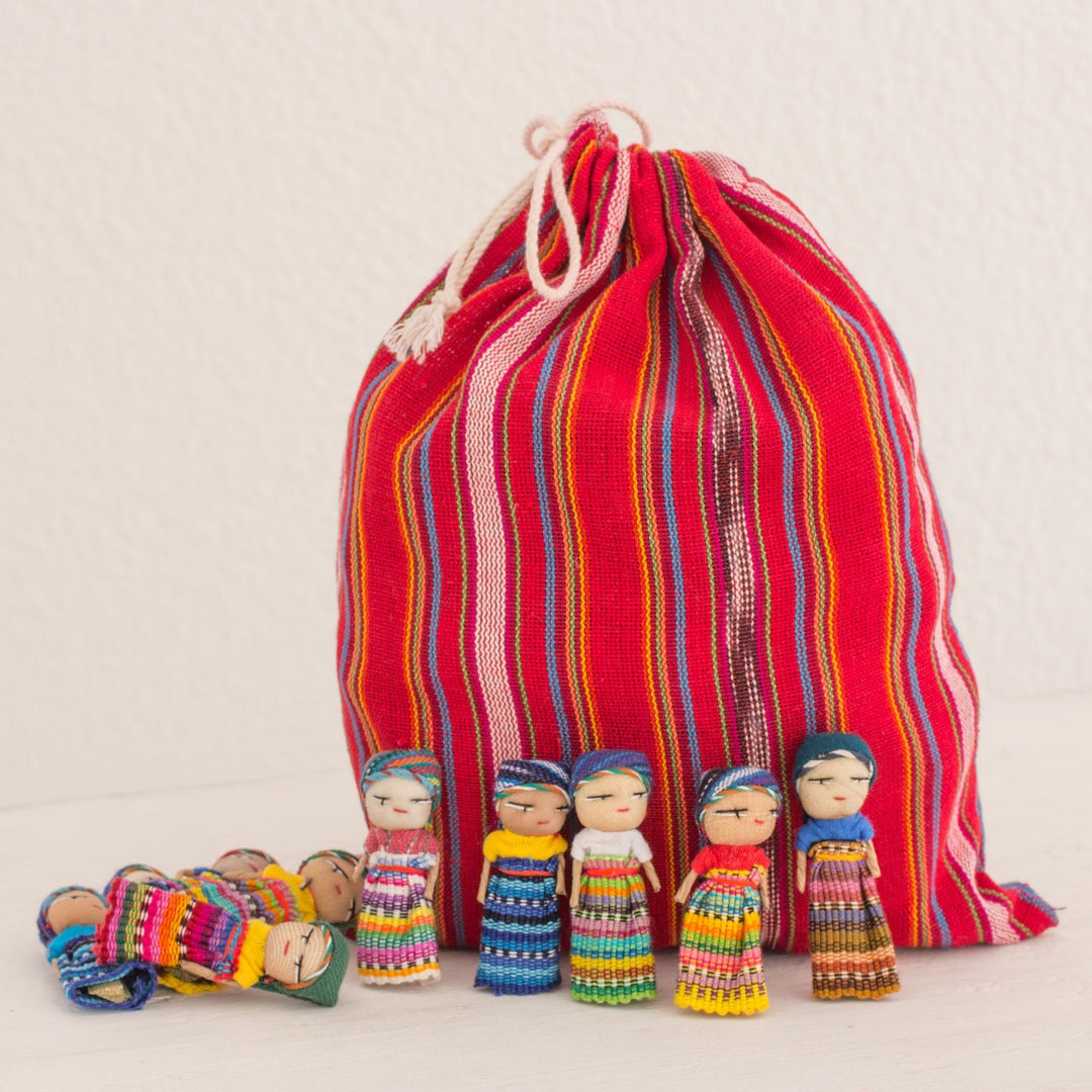 Set of 100 Worry Dolls with Pouch in 100% Cotton - The Worry Doll Clan