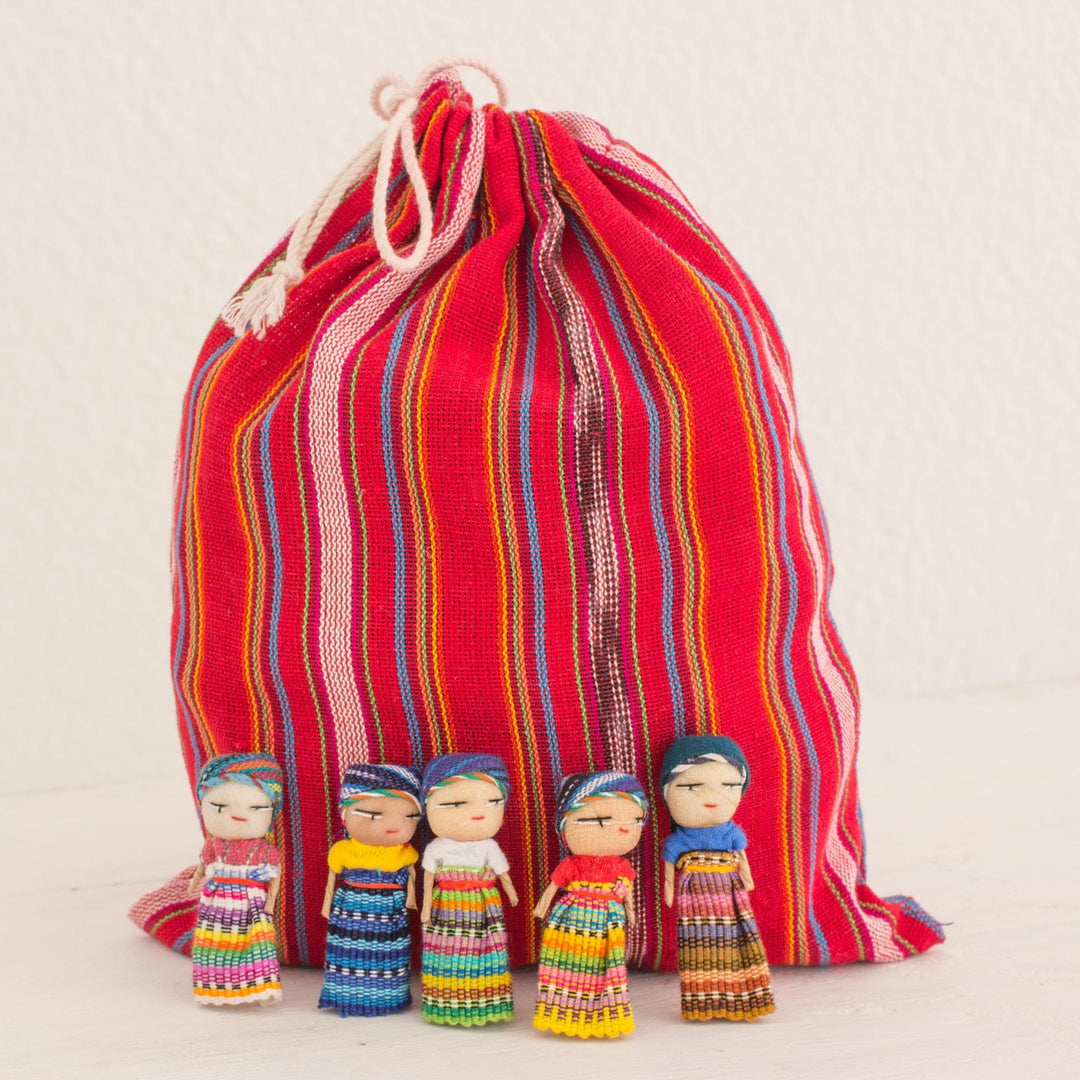 Set of 100 Worry Dolls with Pouch in 100% Cotton - The Worry Doll Clan