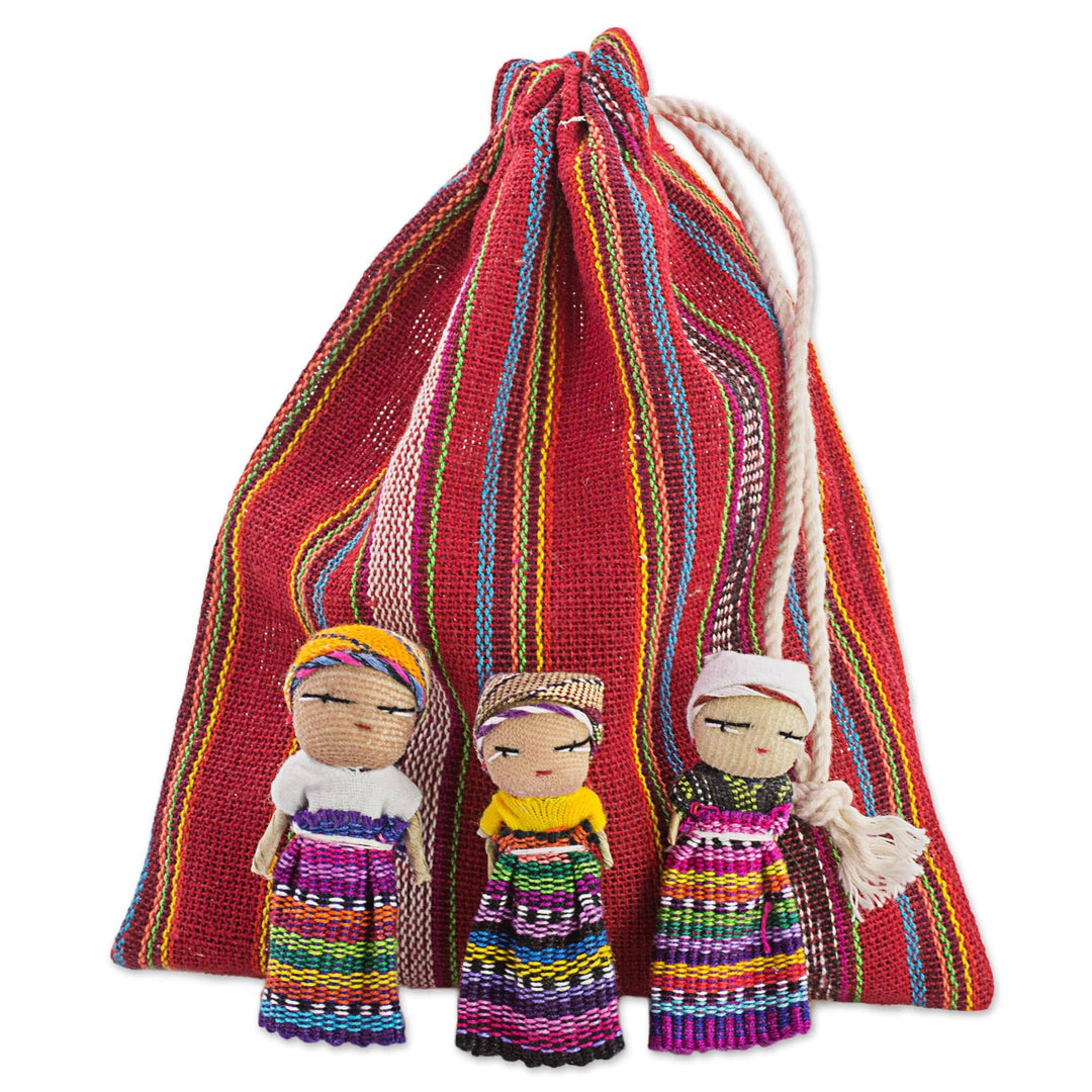 12 Super Cute Worry Dolls + 1 Free Guatemala Fabric Bag - Handmade Worry Doll for Our Guatemala Worry Dolls Set - Worry Dolls Guatemala - Guatemalan